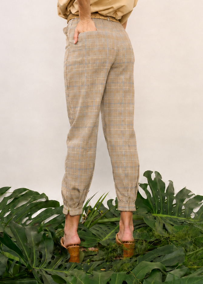 Calça Heloisa Xadrez Marrom