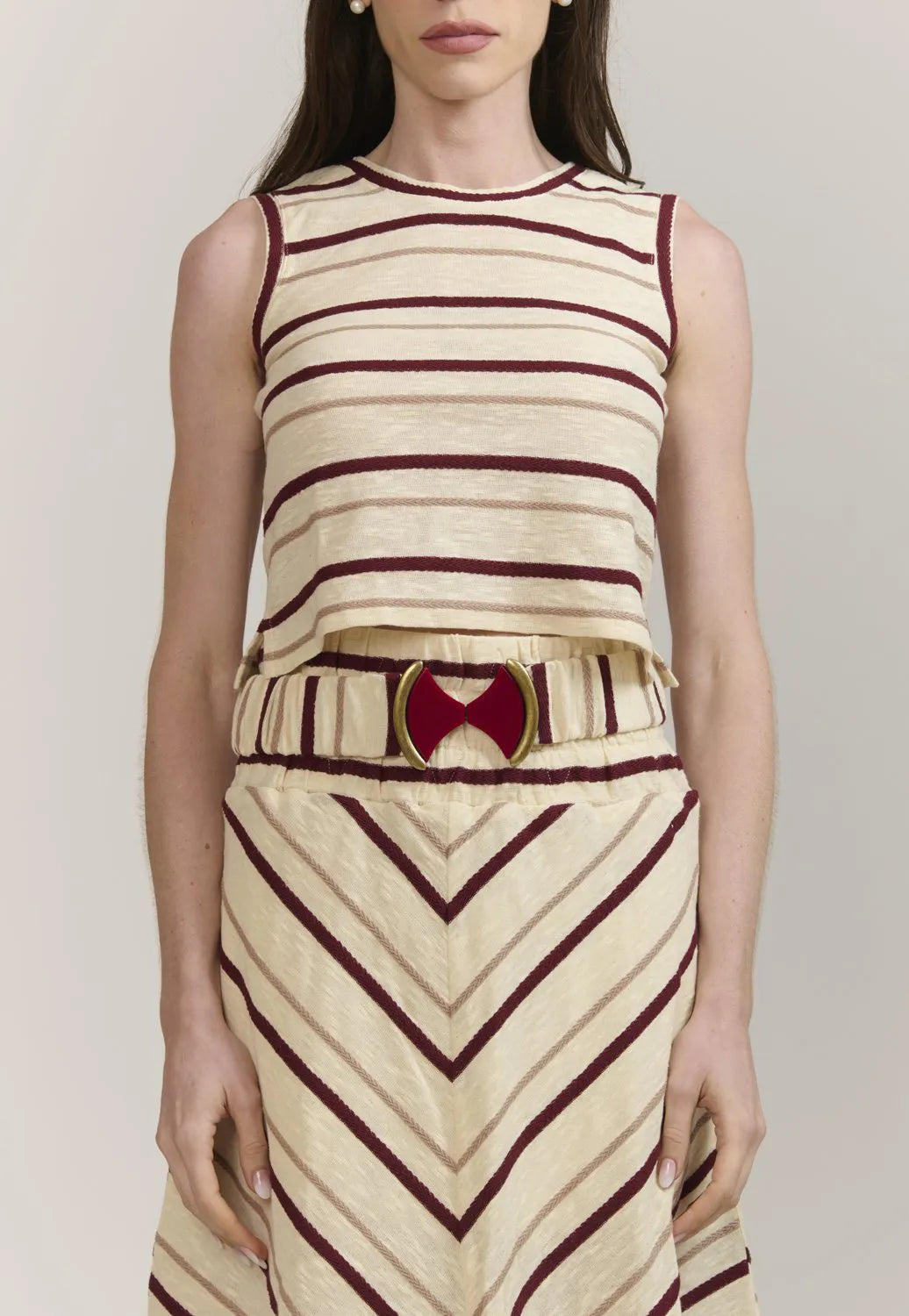 Blusa Bia Listrado Bordo
