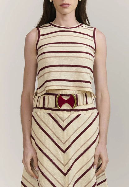 Blusa Bia Listrado Bordo