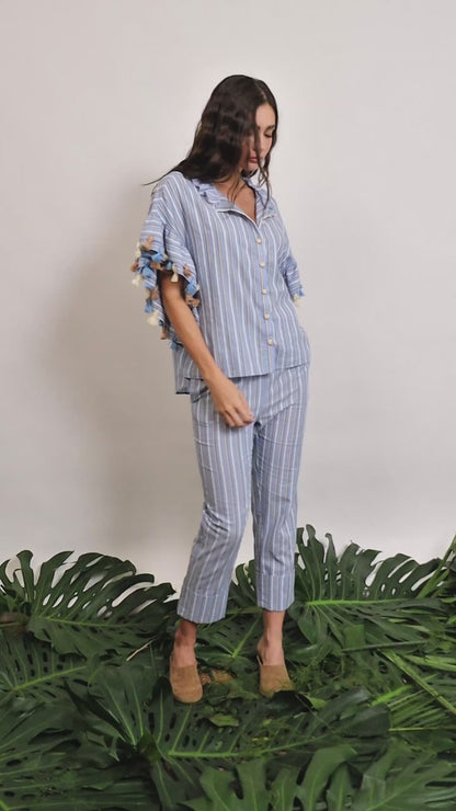 Camisa Betina Azul Listrada