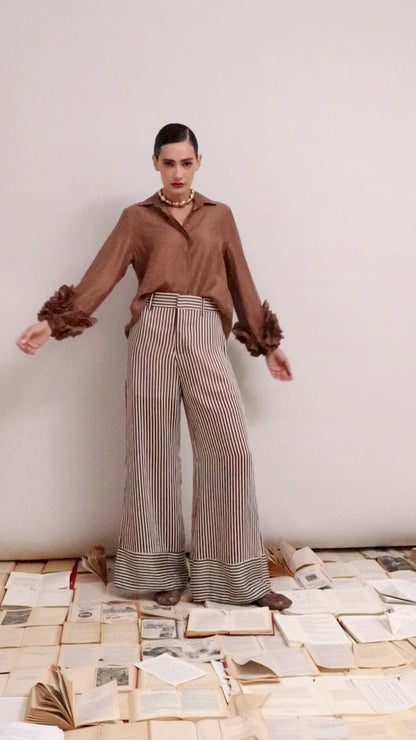 Calça Blair Listrado Marron