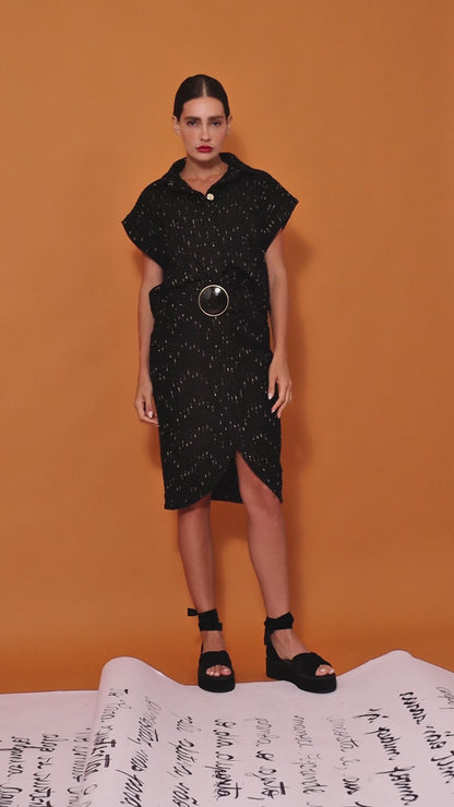 Saia Lorença Tweed Preto